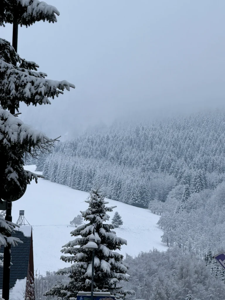 Winterlicher Blick auf den Fichtelberg