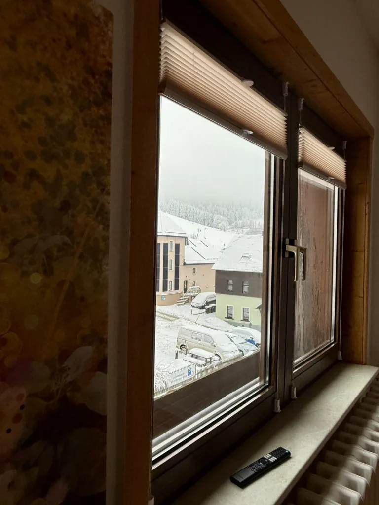 Winterlandschaft vom Fenster aus